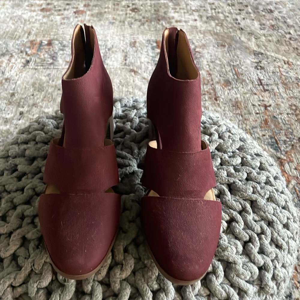 Burgundy Booties with small heel